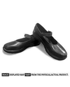 GIRLS LEATHER BLACK KIEV COMFORT STRAPPY COURT